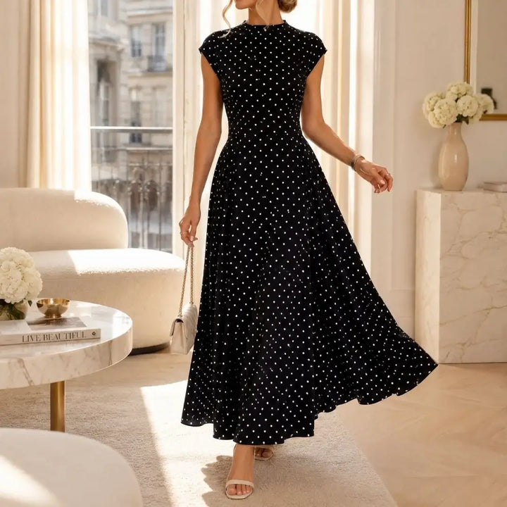 Altea Polka Dot French-Style Maxi Dress
