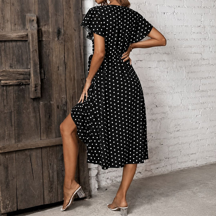 Procida Polka Dot Ruffle Wrap Dress