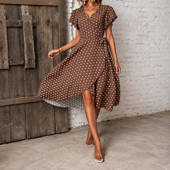Procida Polka Dot Ruffle Wrap Dress