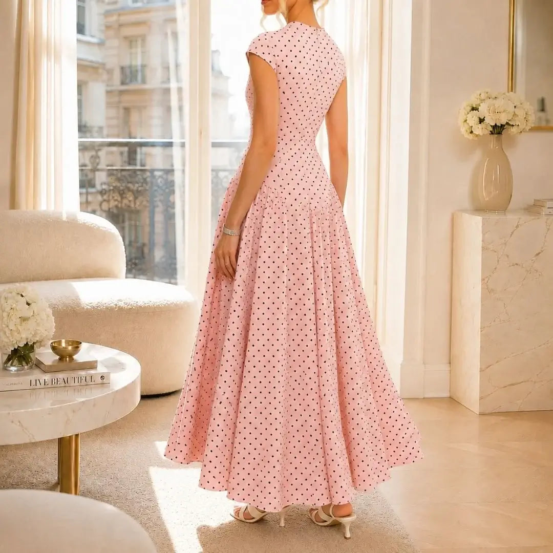 Altea Polka Dot French-Style Maxi Dress