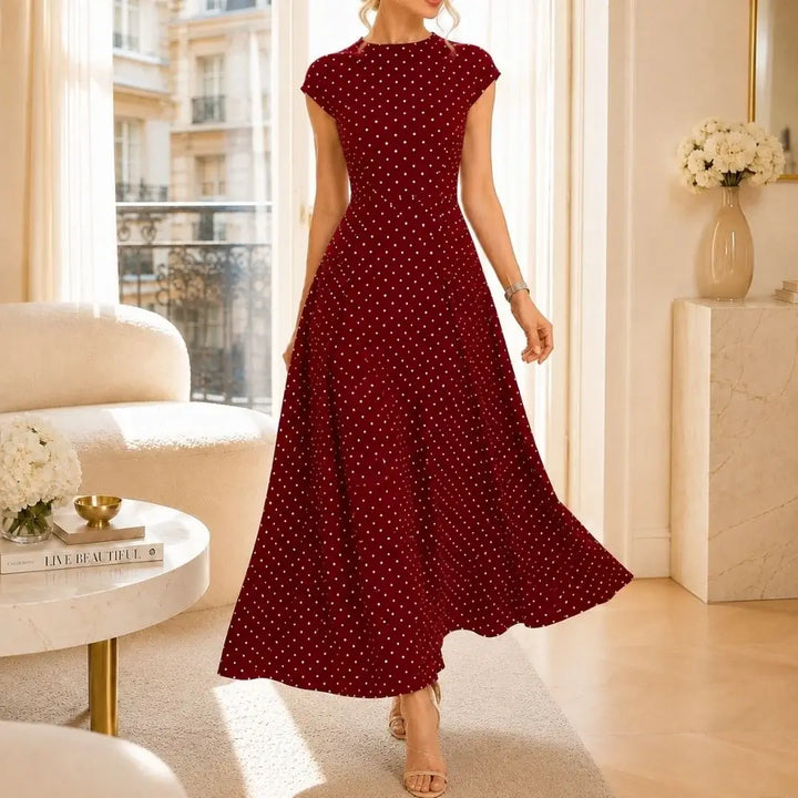 Altea Polka Dot French-Style Maxi Dress