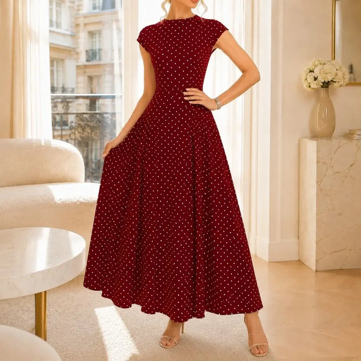 Altea Polka Dot French-Style Maxi Dress