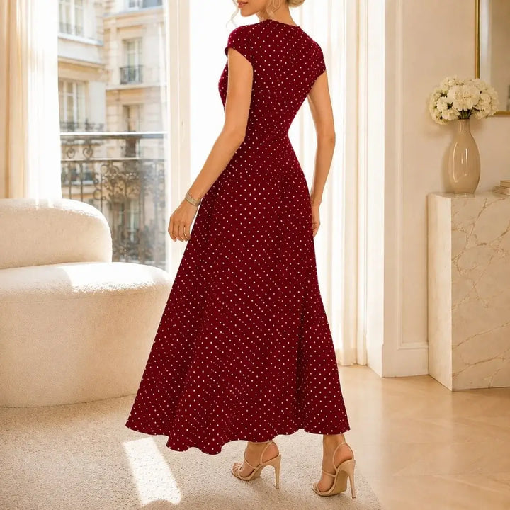 Altea Polka Dot French-Style Maxi Dress