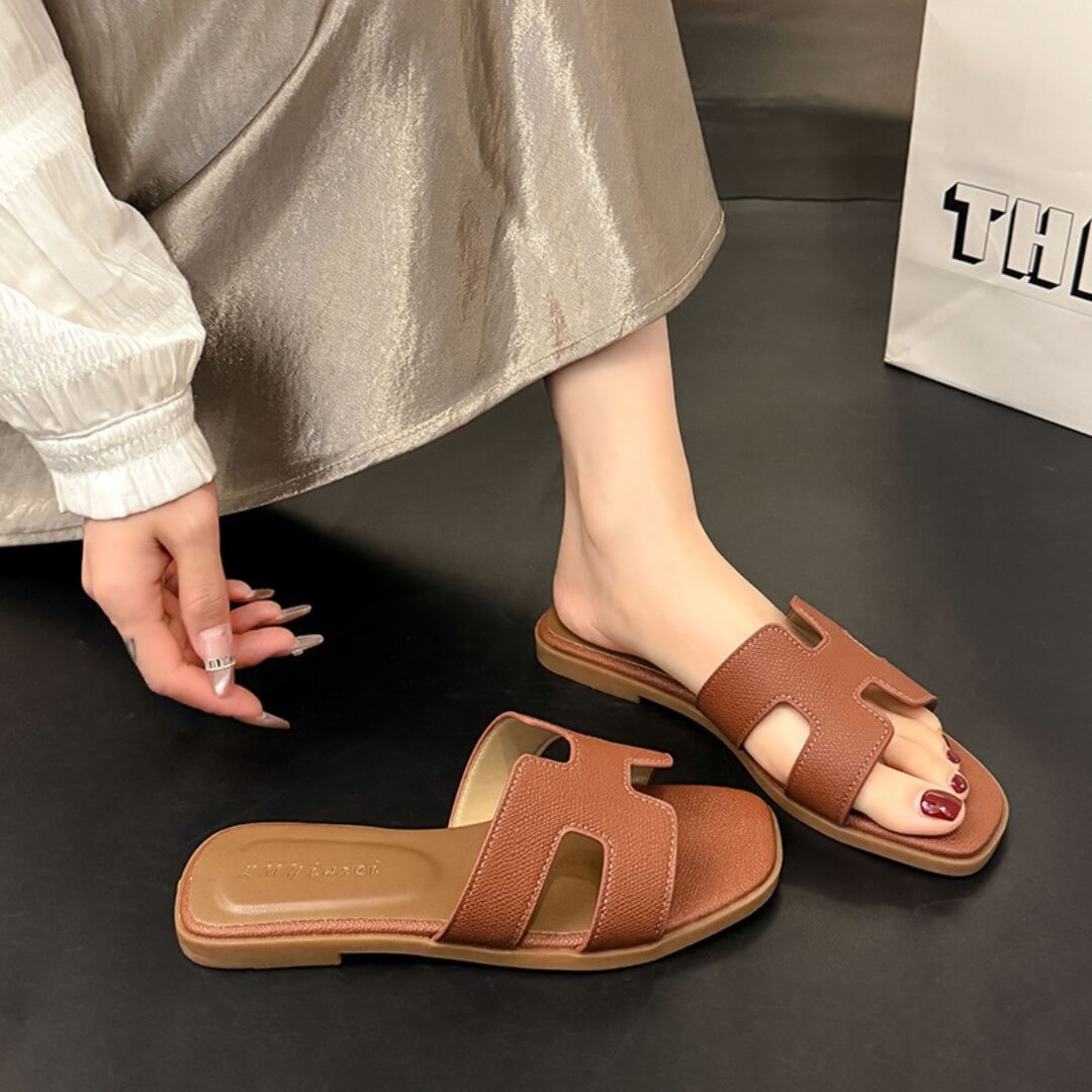 Solaia Flat Slide Sandals
