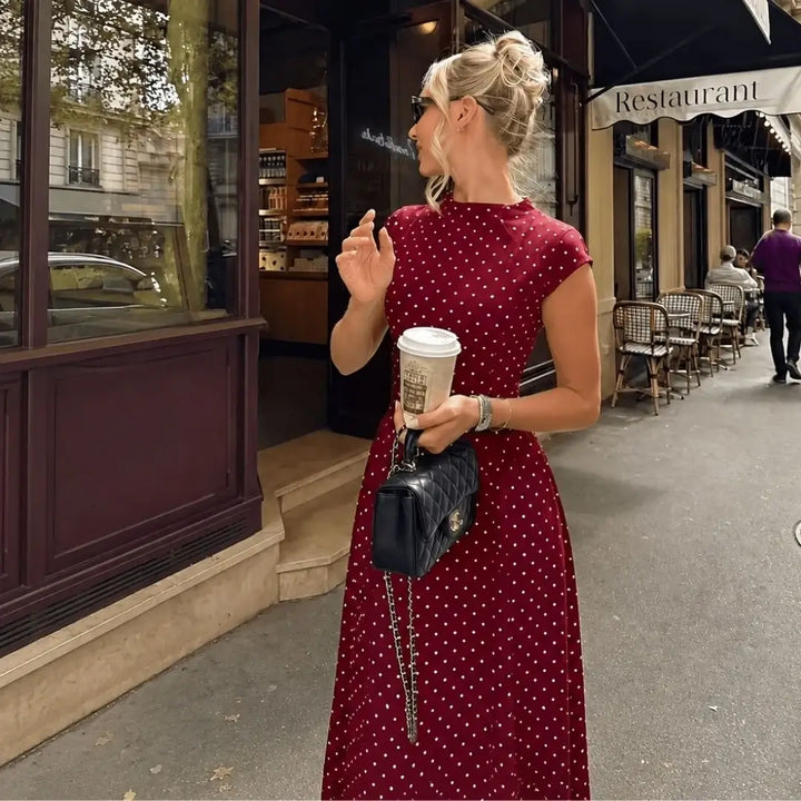 Altea Polka Dot French-Style Maxi Dress