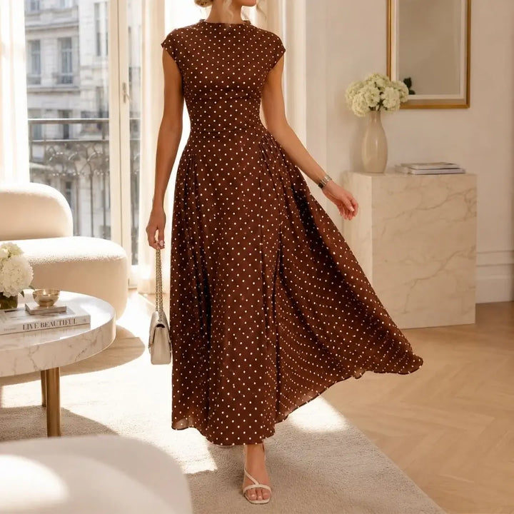 Altea Polka Dot French-Style Maxi Dress
