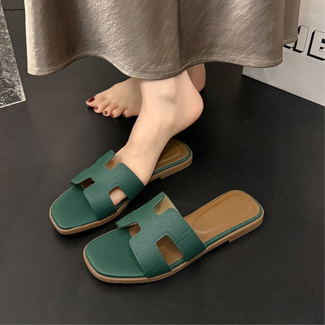 Solaia Flat Slide Sandals