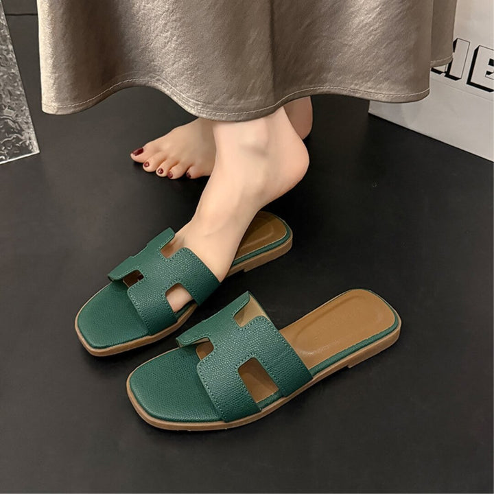 Solaia Flat Slide Sandals