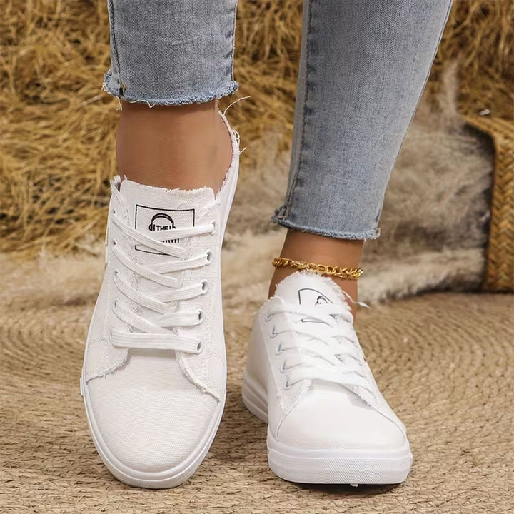 Juliet Frayed Denim Mule Sneakers