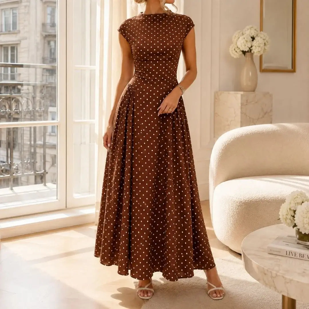 Altea Polka Dot French-Style Maxi Dress