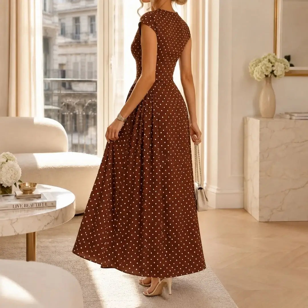 Altea Polka Dot French-Style Maxi Dress
