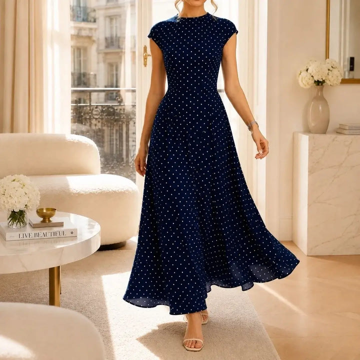 Altea Polka Dot French-Style Maxi Dress