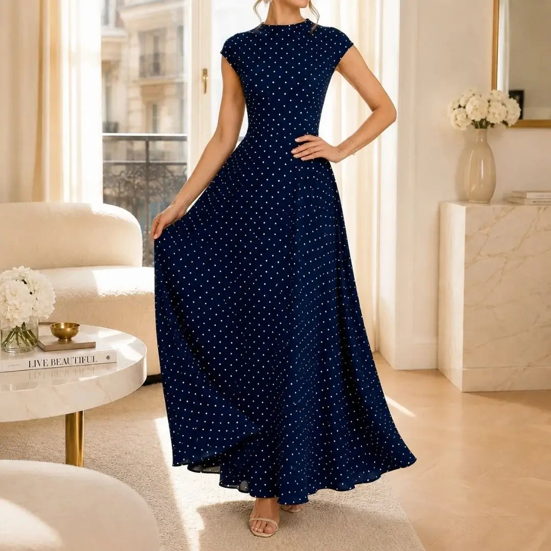Altea Polka Dot French-Style Maxi Dress