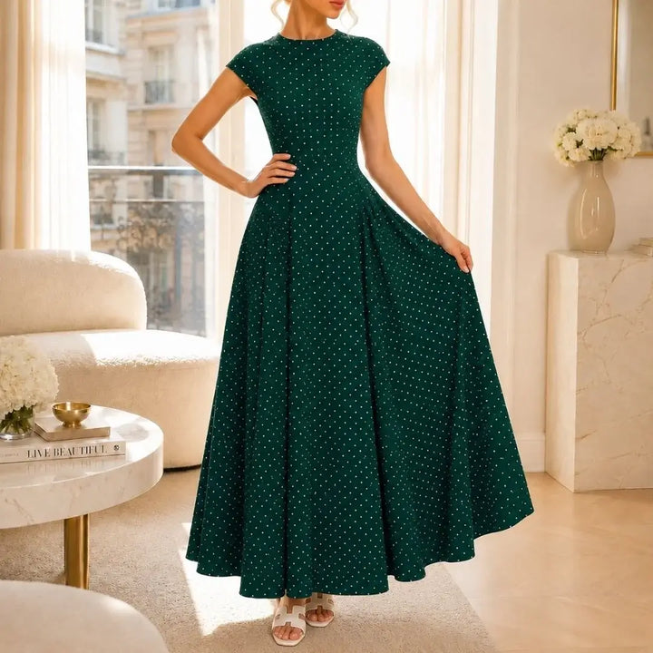 Altea Polka Dot French-Style Maxi Dress