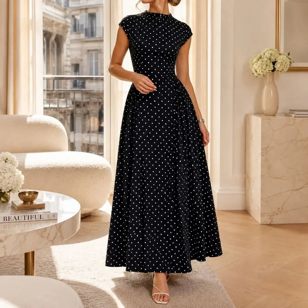 Altea Polka Dot French-Style Maxi Dress