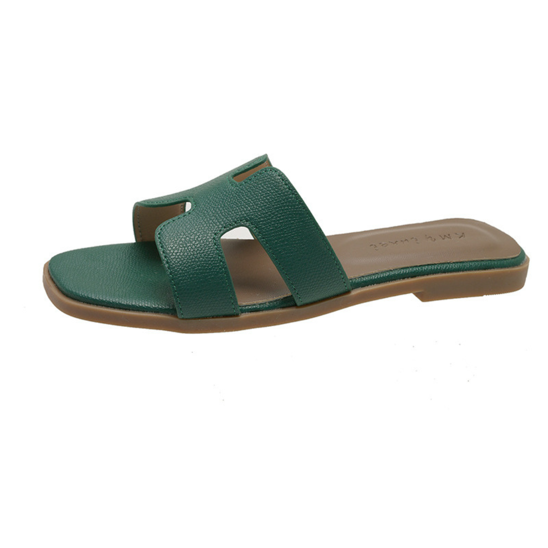 Solaia Flat Slide Sandals