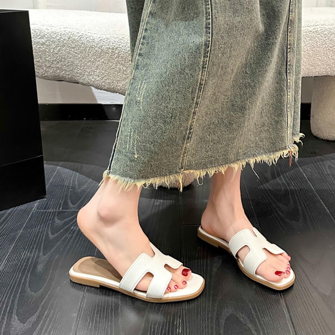 Solaia Flat Slide Sandals