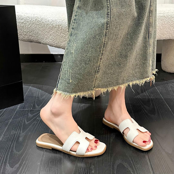 Solaia Flat Slide Sandals