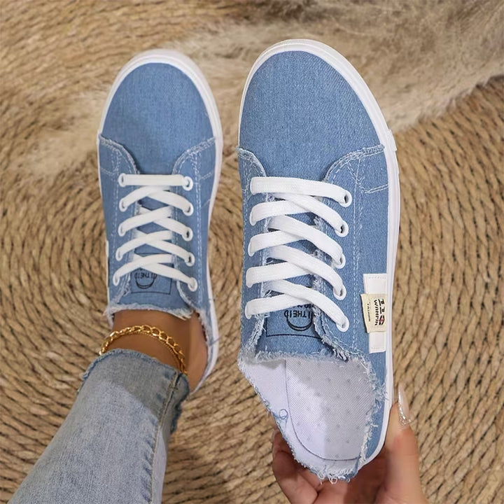 Juliet Frayed Denim Mule Sneakers