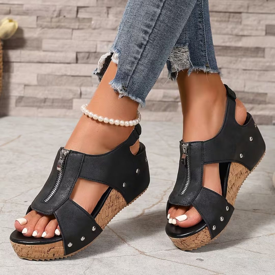 Andalusia Zipper Wedge Sandals