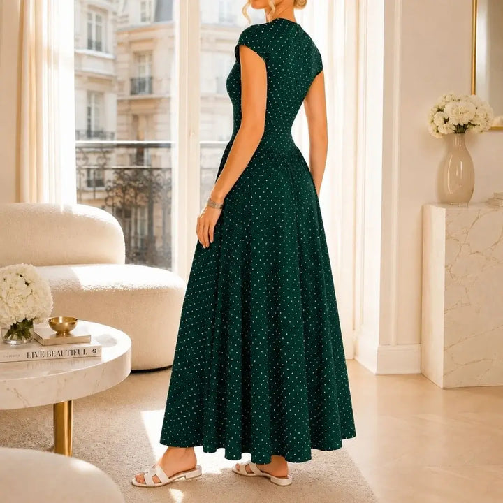 Altea Polka Dot French-Style Maxi Dress