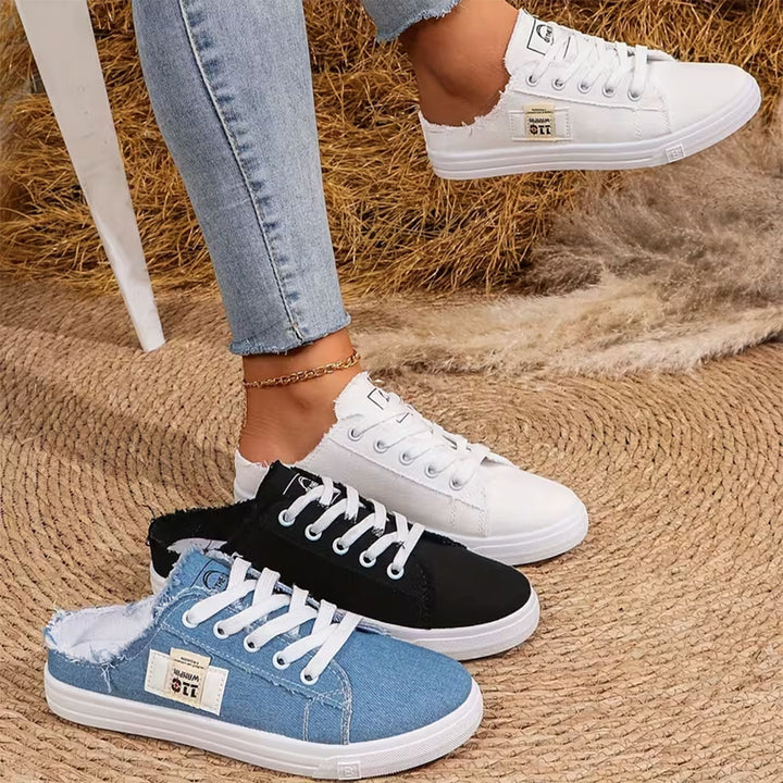 Juliet Frayed Denim Mule Sneakers