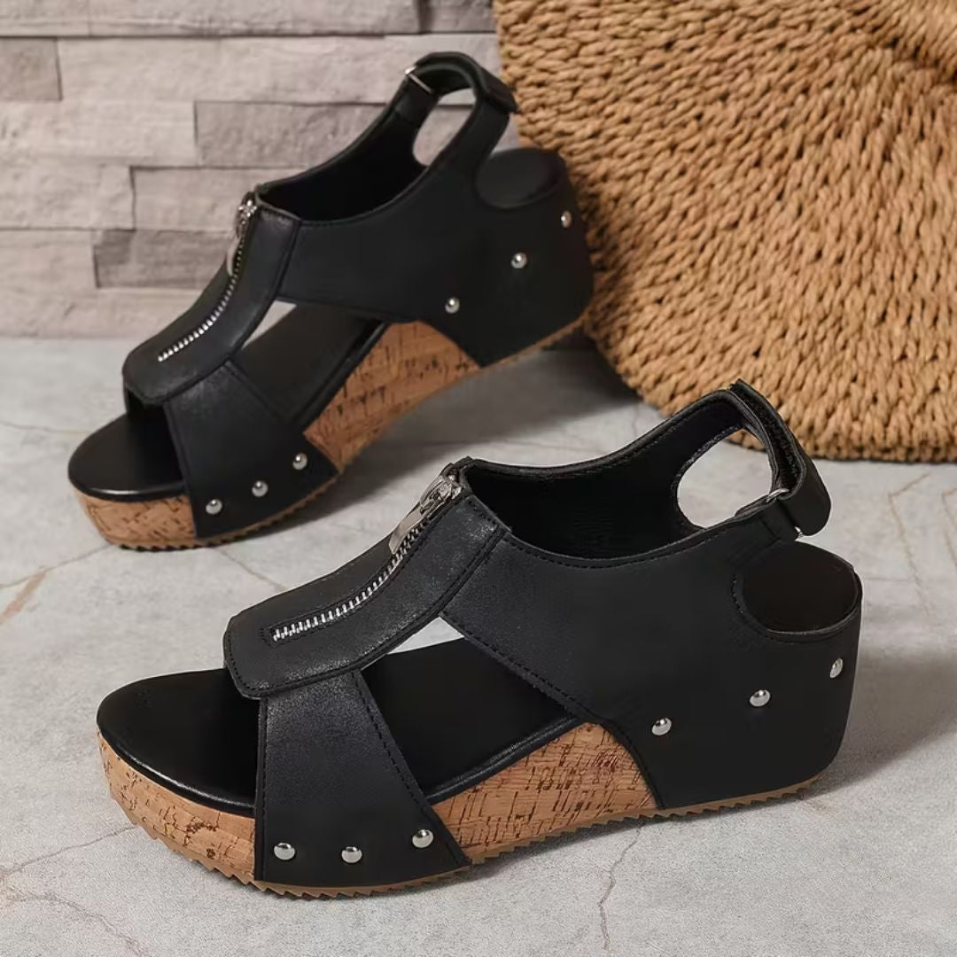 Andalusia Zipper Wedge Sandals