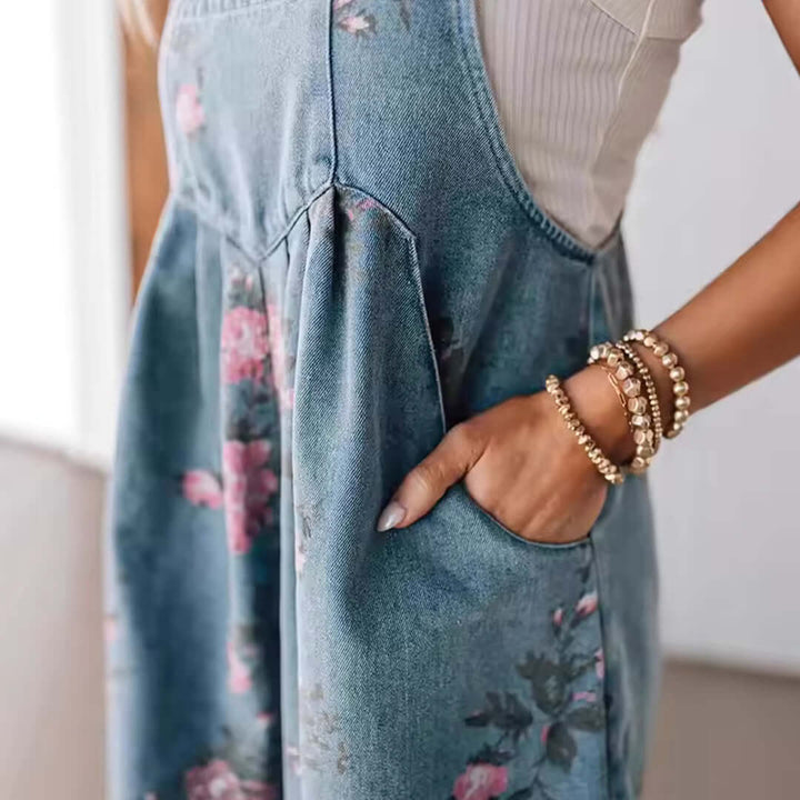 Delilah Vintage Floral Denim Jumpsuit
