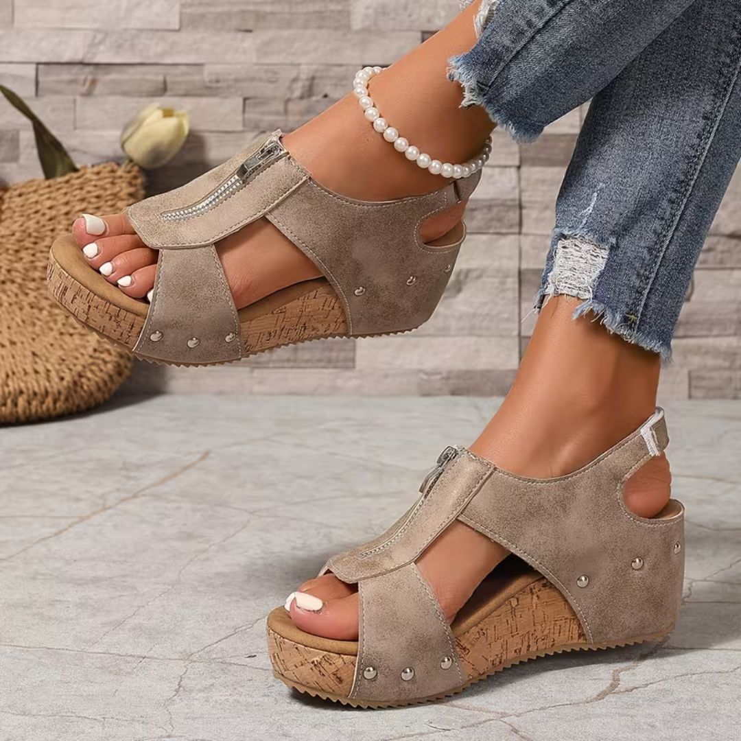 Andalusia Zipper Wedge Sandals