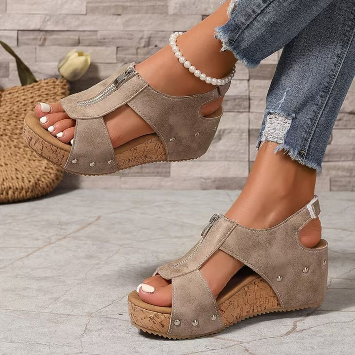 Andalusia Zipper Wedge Sandals
