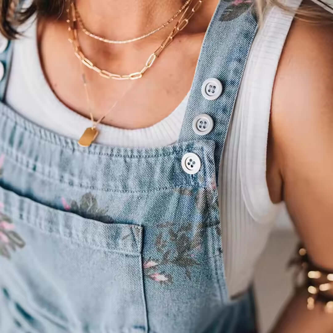Delilah Vintage Floral Denim Jumpsuit