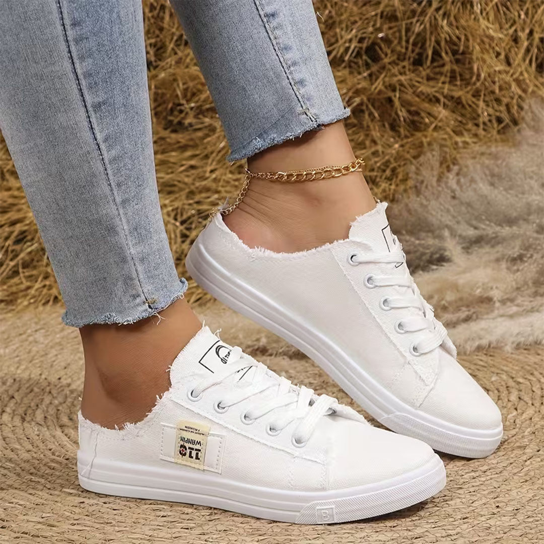 Juliet Frayed Denim Mule Sneakers