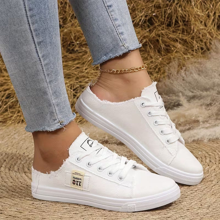 Juliet Frayed Denim Mule Sneakers