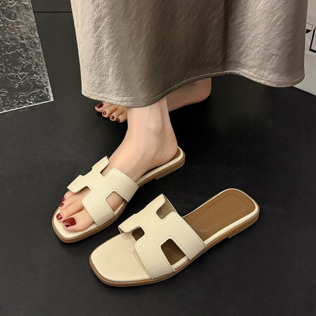 Solaia Flat Slide Sandals