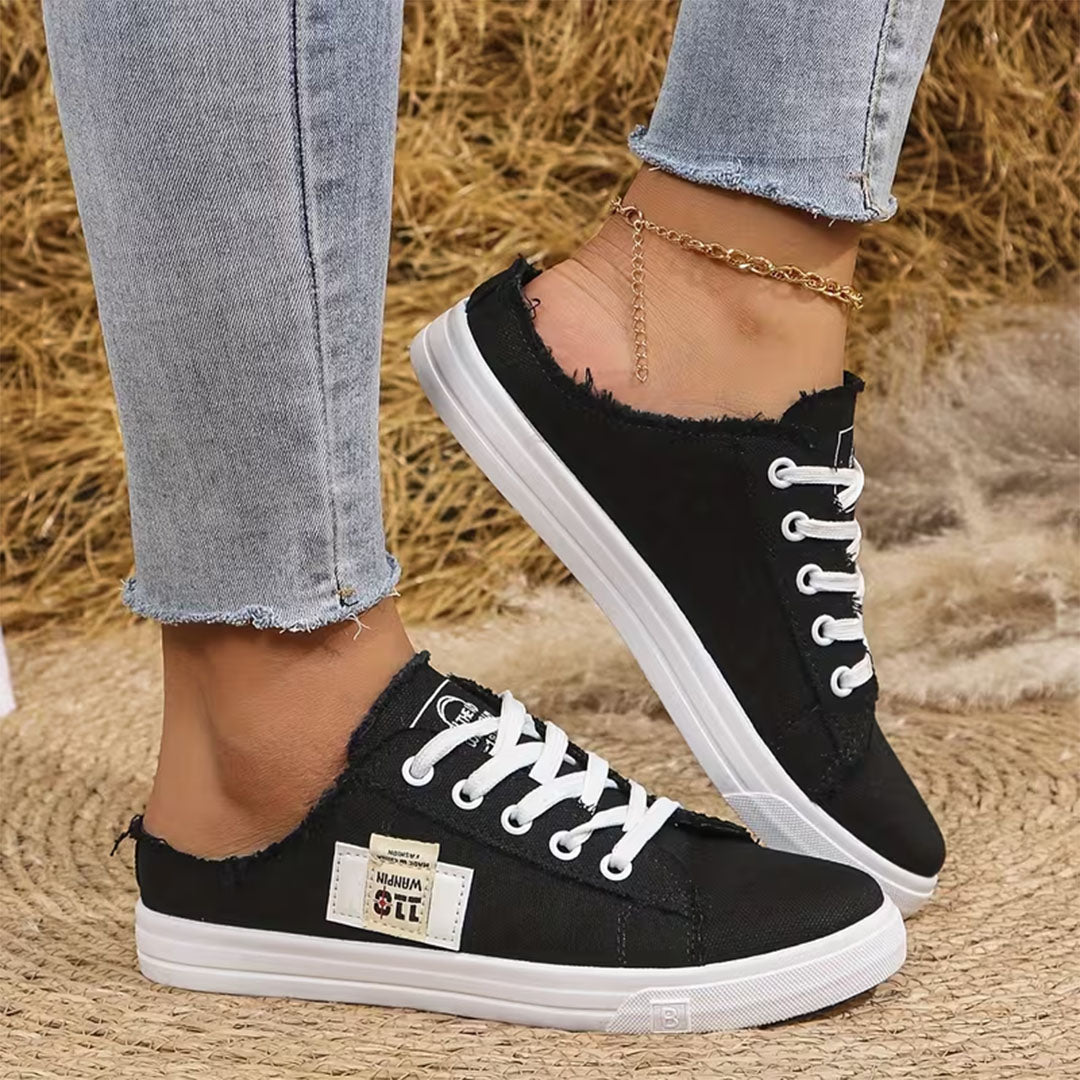 Juliet Frayed Denim Mule Sneakers
