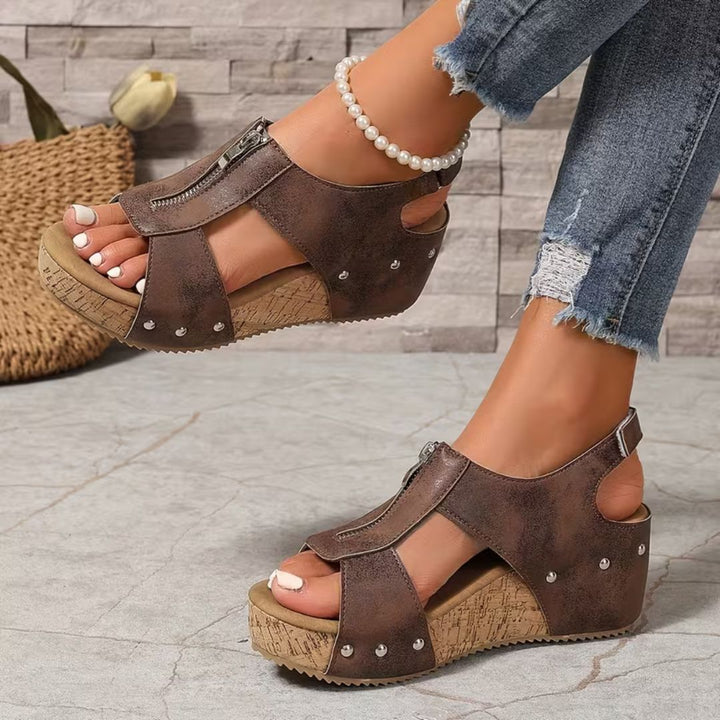Andalusia Zipper Wedge Sandals