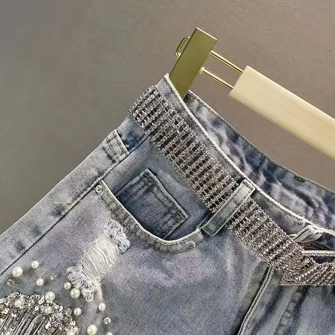 Celeste Tassel Denim Shorts