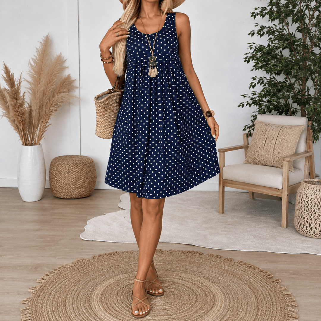 Panarea Polka Dot Babydoll Summer Dress