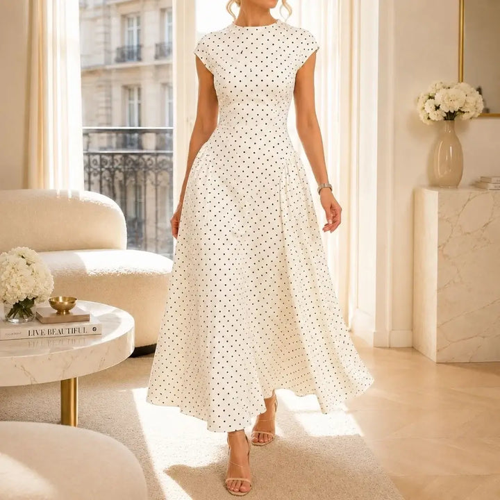 Altea Polka Dot French-Style Maxi Dress