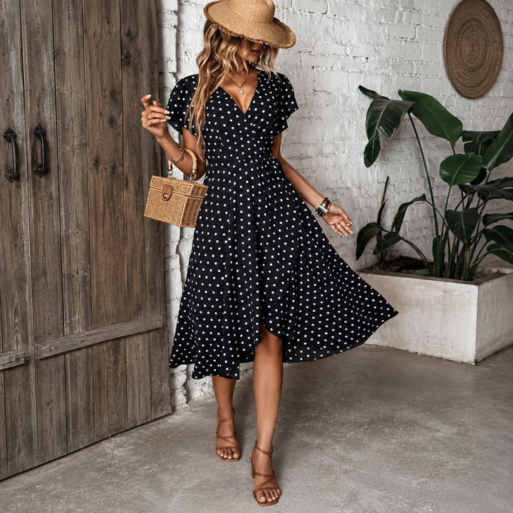 Procida Polka Dot Ruffle Wrap Dress