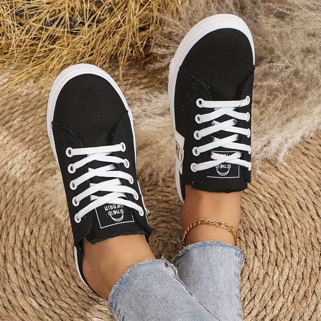 Juliet Frayed Denim Mule Sneakers