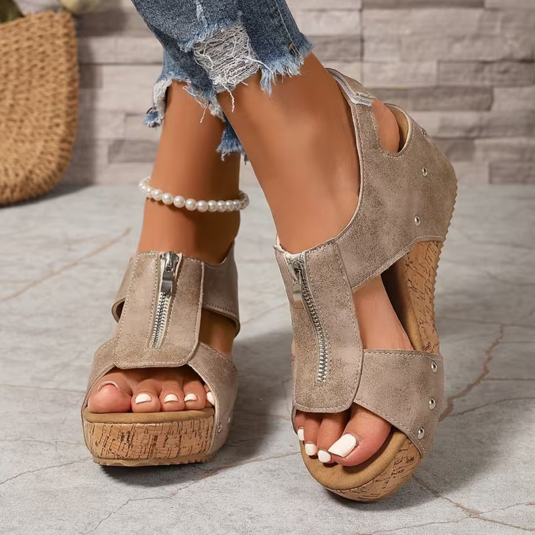 Andalusia Zipper Wedge Sandals