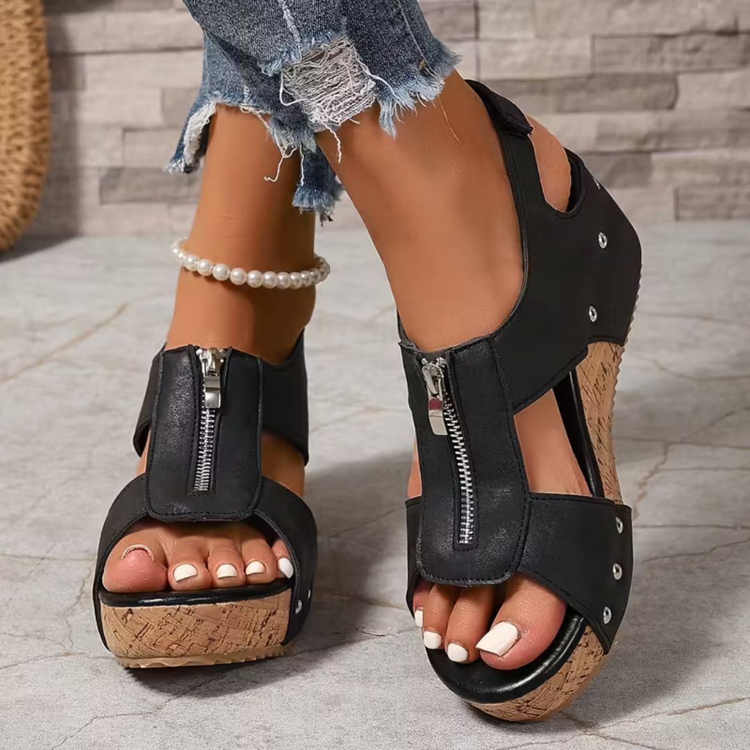 Andalusia Zipper Wedge Sandals