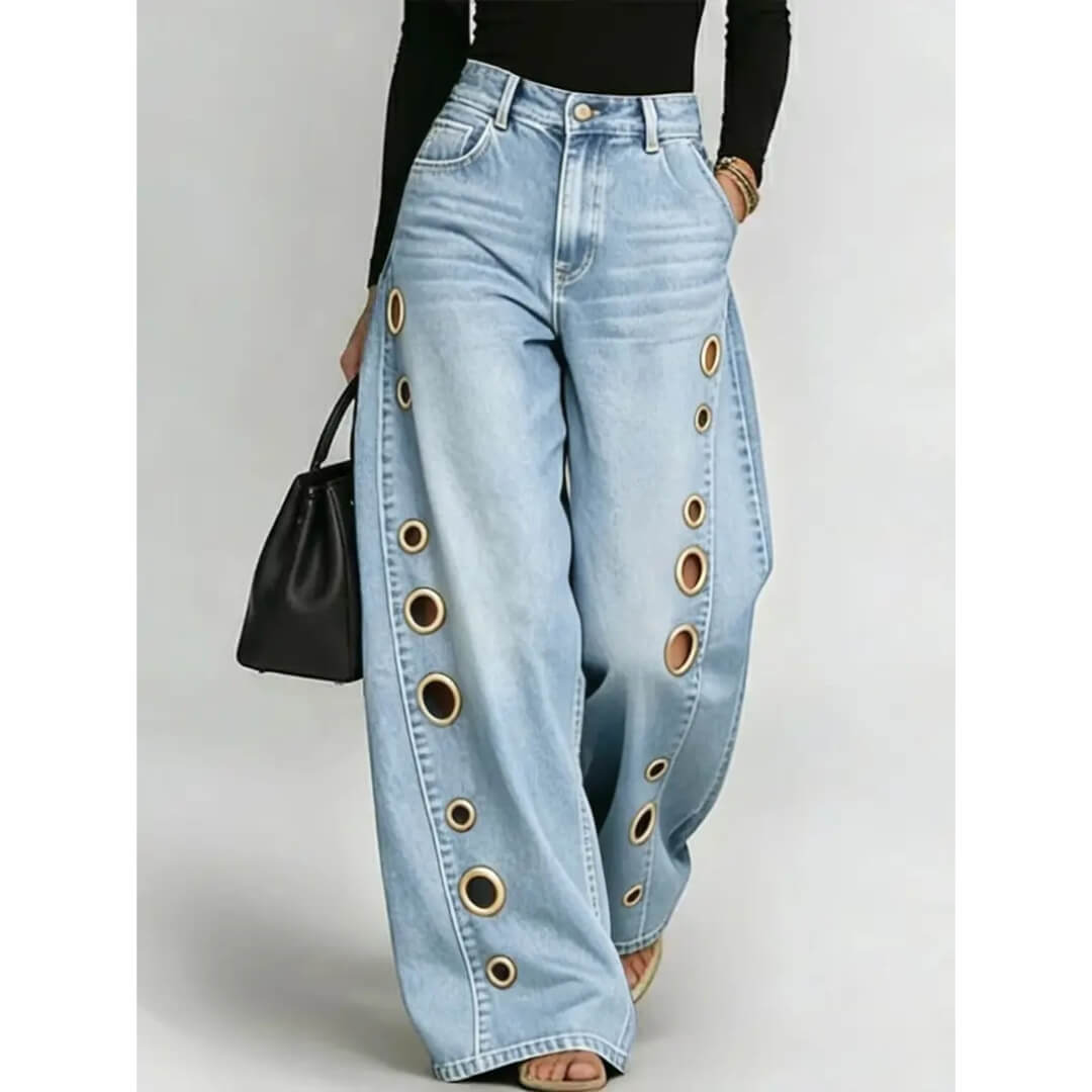 Camilla Eyelet Wide-Leg Jeans