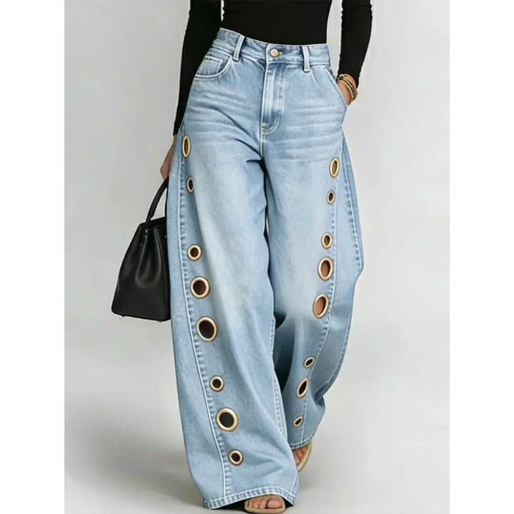 Camilla Eyelet Wide-Leg Jeans