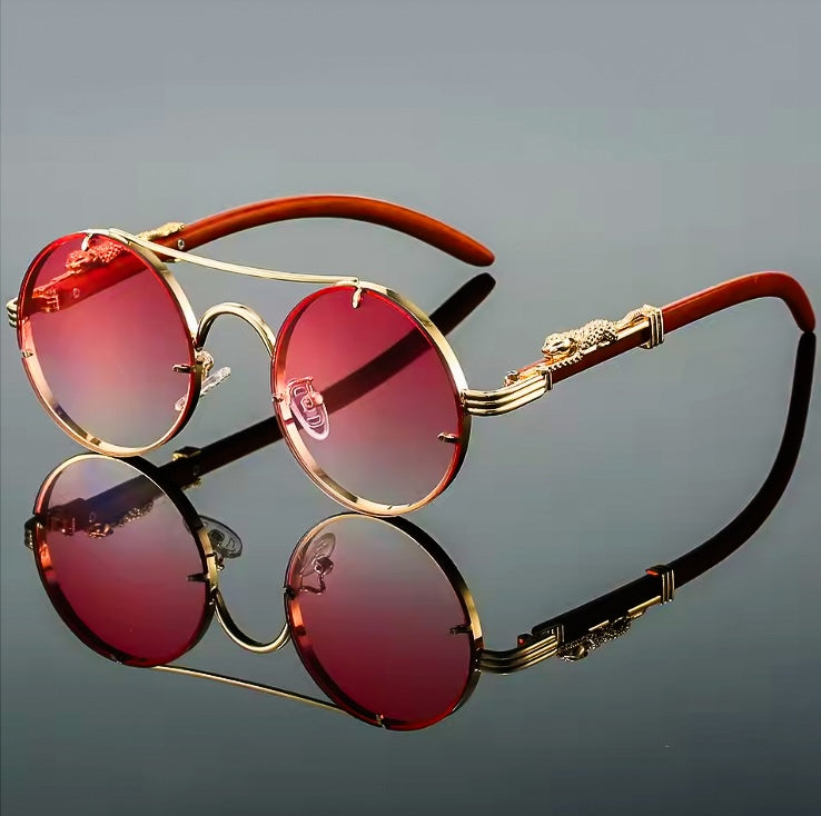 Panther Retro Round Sunglasses