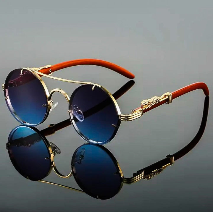 Panther Retro Round Sunglasses