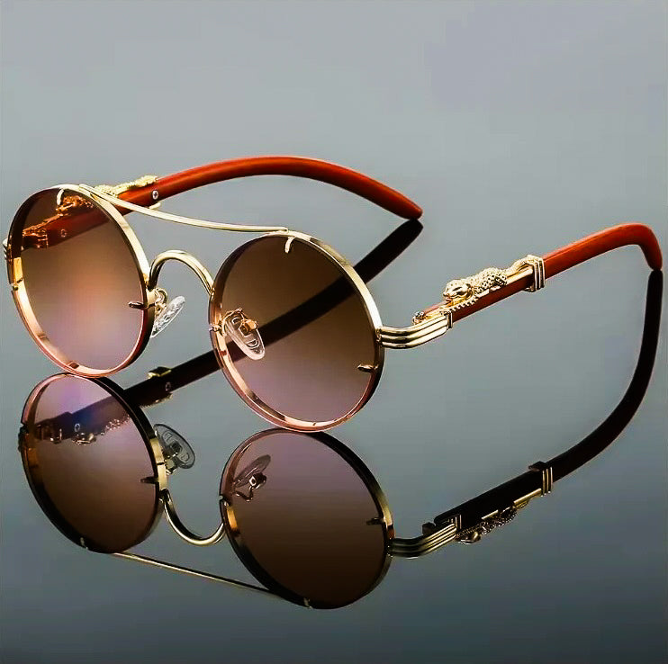Panther Retro Round Sunglasses