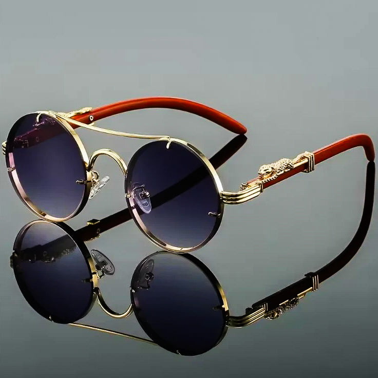 Panther Retro Round Sunglasses